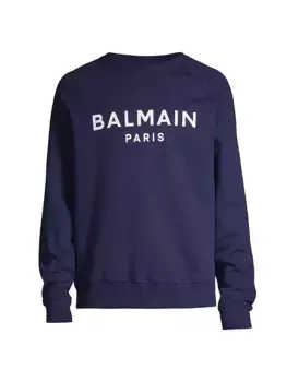 Толстовка с круглым вырезом и логотипом Balmain, белый