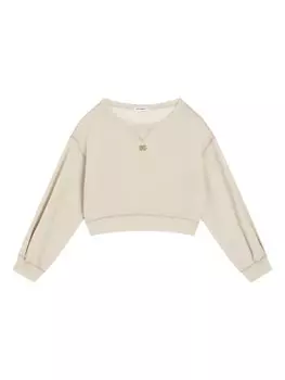 Толстовка с круглым вырезом и логотипом DG Dolce & Gabbana Kids, нейтральный цвет
