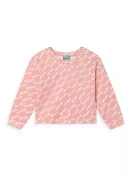 Толстовка с круглым вырезом и логотипом для маленьких девочек Kenzo, бежевый