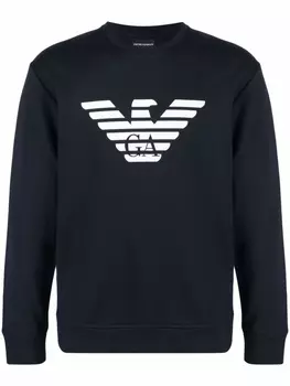 Толстовка с круглым вырезом и логотипом Emporio Armani, синий