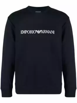 Толстовка с круглым вырезом и логотипом EMPORIO ARMANI, синий