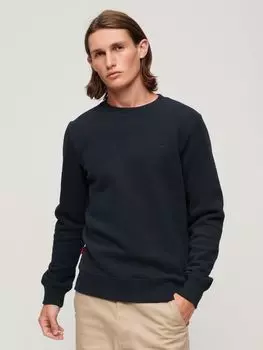 Толстовка с круглым вырезом и логотипом Essential Superdry, затмение темно-синий