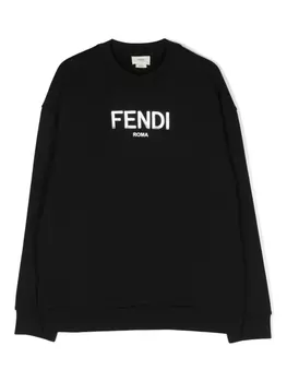 Толстовка с круглым вырезом и логотипом Fendi Kids, черный
