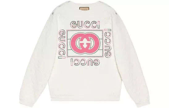 Толстовка с круглым вырезом и логотипом GUCCI, Ecru
