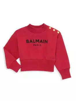 Толстовка с круглым вырезом и логотипом Little Girl's & Girl's Balmain, красный