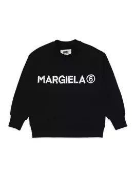 Толстовка с круглым вырезом и логотипом Little Kid's & Kid's Mm6 Maison Margiela, черный