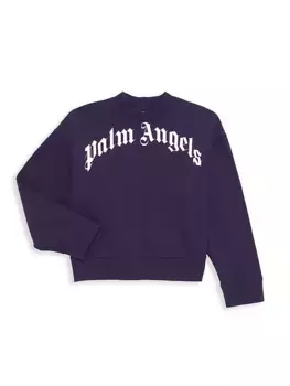 Толстовка с круглым вырезом и логотипом Little Kid's & Kid's Palm Angels, белый