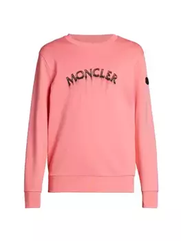Толстовка с круглым вырезом и логотипом Moncler, цвет desert rose