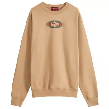 Толстовка с круглым вырезом и логотипом на спине Gucci, коричневый