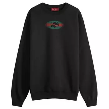 Толстовка с круглым вырезом и логотипом на спине Gucci, черный