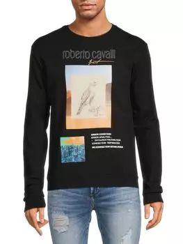Толстовка с круглым вырезом и логотипом Roberto Cavalli, черный