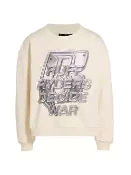 Толстовка с круглым вырезом и логотипом Ruff Ryders Who Decides War, слоновая кость