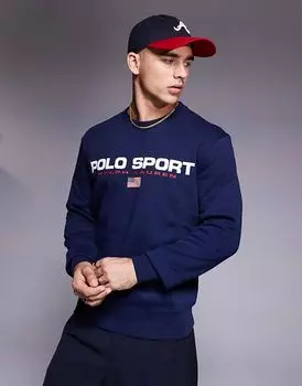 Толстовка с круглым вырезом и логотипом Sports Capsule темно-синего цвета Polo Ralph Lauren