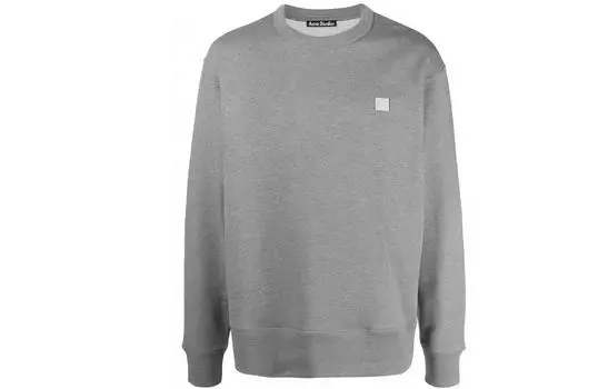 Толстовка с круглым вырезом и нашивкой на лице Acne Studios, Light Heather Gray