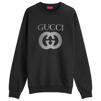 Толстовка с круглым вырезом и переплетенным логотипом Gucci, черный