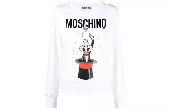 Толстовка с круглым вырезом и принтом «Багз Банни» MOSCHINO, белый