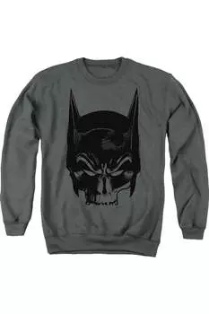 Толстовка с круглым вырезом и принтом черепа Бэтмена на сером фоне для взрослых Gildan, цвет charcoal