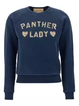 Толстовка с круглым вырезом и принтом «Леди-пантера» VALENTINO GARAVANI, синий