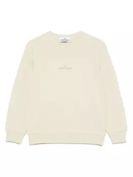 Толстовка с круглым вырезом и принтом логотипа Stone Island Junior, нейтральный