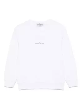 Толстовка с круглым вырезом и принтом логотипа Stone Island Junior, белый