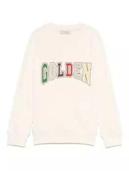 Толстовка с круглым вырезом и принтом логотипа Golden Goose Kids, нейтральный