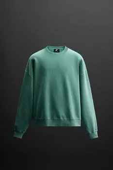 Толстовка с круглым вырезом и принтом ZARA, бирюзовый