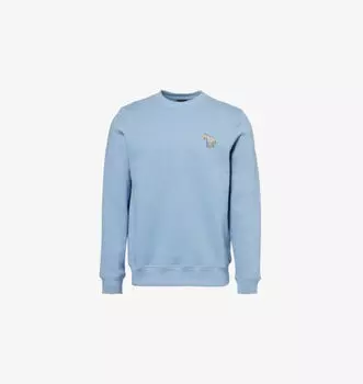 Толстовка с круглым вырезом и принтом «зебра», стандартного кроя из хлопковой смеси Ps By Paul Smith, синий