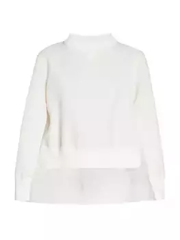 Толстовка с круглым вырезом и разрезами Sacai, цвет off white