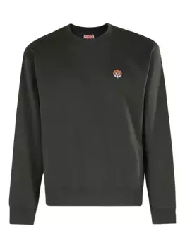 Толстовка с круглым вырезом и вышитым тигром KENZO, зеленый