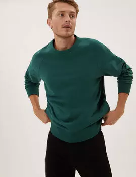 Толстовка с круглым вырезом из чистого хлопка реглан Marks & Spencer