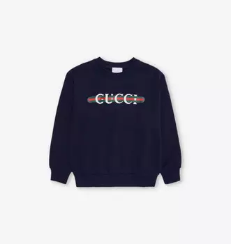 Толстовка с круглым вырезом из хлопкового трикотажа с фирменным принтом 4-10 лет Gucci, мультиколор