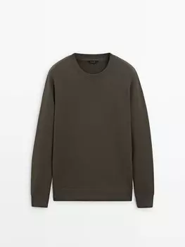 Толстовка с круглым вырезом из хлопковой смеси Massimo Dutti, черный