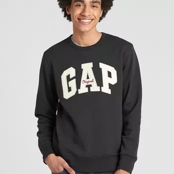 Толстовка с круглым вырезом нашивкой-логотипом и вышивкой Gap, коричневый