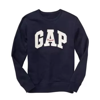 Толстовка с круглым вырезом нашивкой-логотипом и вышивкой Gap, синий