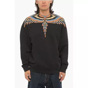 Толстовка с круглым вырезом OPTICAL WINGS из начесаного хлопка Marcelo Burlon, Black