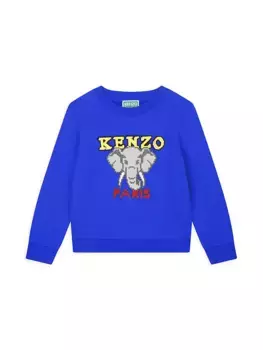 Толстовка с круглым вырезом с цифровым логотипом Little Boy's & Boy's Kenzo, синий