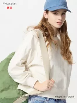 Толстовка с круглым вырезом свободного кроя Uniqlo, цвет 01 белый