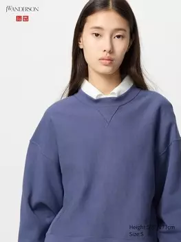 Толстовка с круглым вырезом свободного кроя Uniqlo, цвет 67 синий