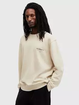 Толстовка с круглым вырезом свободного покроя из органического хлопка underground AllSaints, цвет Boston Taupe