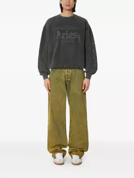 Толстовка с круглым вырезом, украшенная логотипом Aries, черный