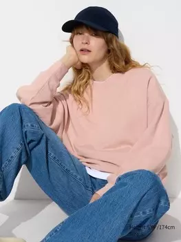 Толстовка с круглым вырезом Uniqlo, розовый