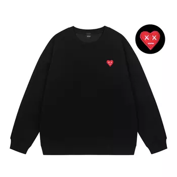 Толстовка с круглым вырезом унисекс Emoji, Black Hem Print