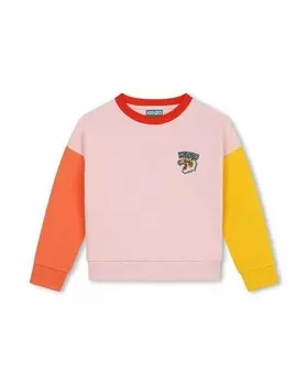 Толстовка с круглым вырезом в стиле колор-блок для девочек Kenzo Kids, розовый