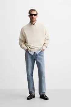 Толстовка с круглым вырезом ZARA, экрю
