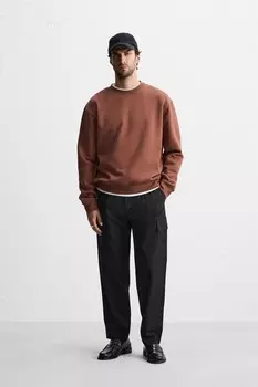 Толстовка с круглым вырезом ZARA, бордовый