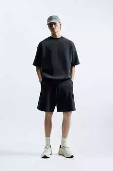 Толстовка с круглым вырезом ZARA, черный
