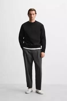 Толстовка с круглым вырезом ZARA, черный