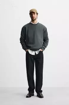Толстовка с круглым вырезом ZARA, синий