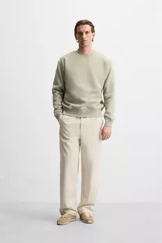 Толстовка с круглым вырезом ZARA, светло-зеленый