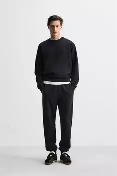 Толстовка с круглым вырезом ZARA, темно-синий